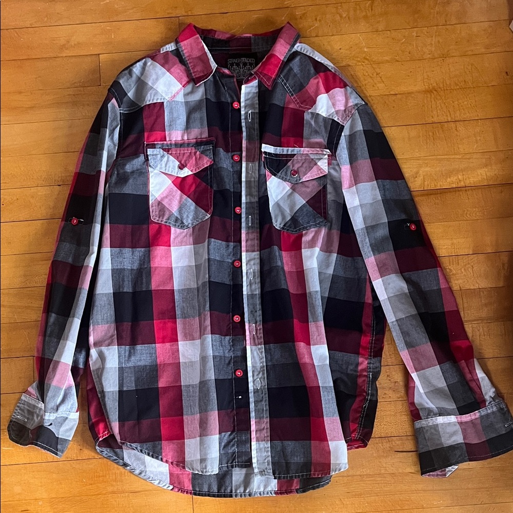 Men's Red and Black Plaid Shirt